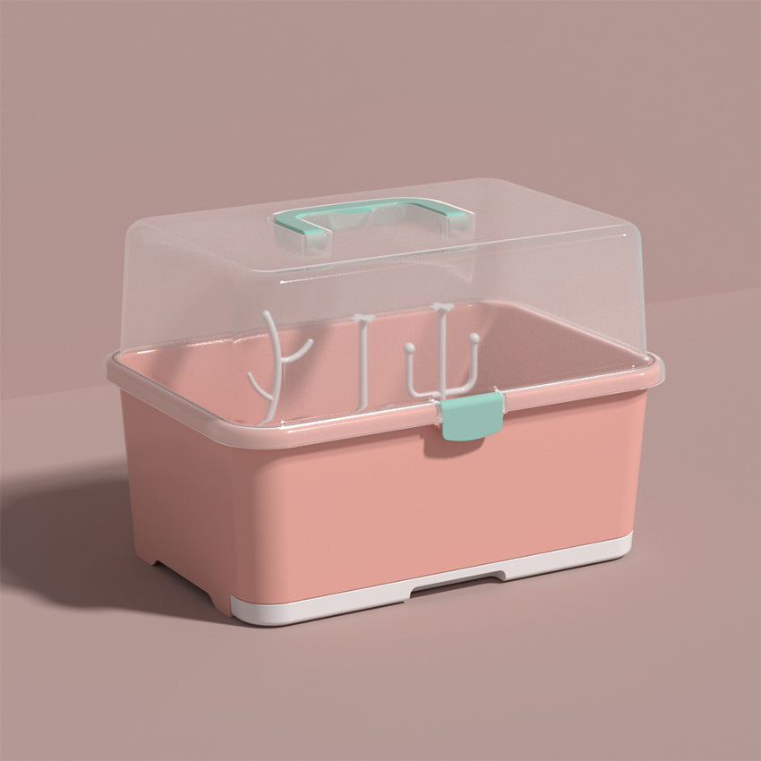 Portable Baby Bottle Drying Rack Space Saver Dust-Proof Nursing Bottle Storage Box