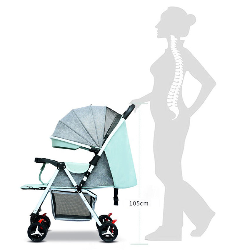 Flagship Two-way Implementation Cartoon ear Full Roof White Tube-3 Edition Baby Stroller