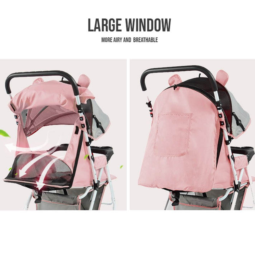 Flagship Two-way Implementation Cartoon ear Full Roof White Tube-3 Edition Baby Stroller