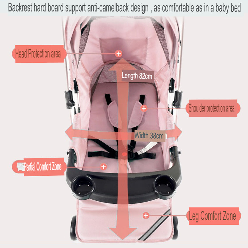 Flagship Two-way Implementation Cartoon ear Full Roof White Tube-3 Edition Baby Stroller