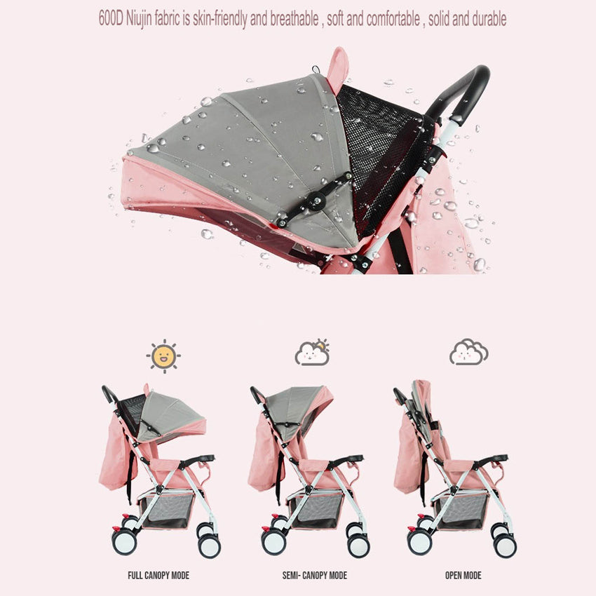 Flagship Two-way Implementation Cartoon ear Full Roof White Tube-3 Edition Baby Stroller