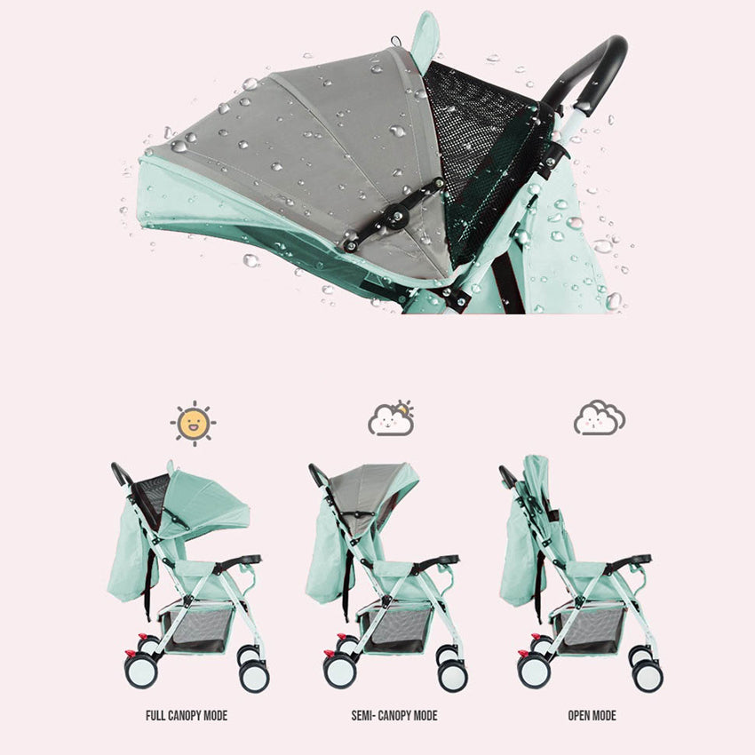 Flagship Two-way Implementation Cartoon ear Full Roof White Tube-3 Edition Baby Stroller