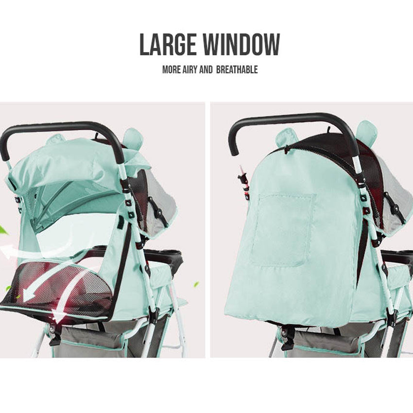 Flagship Two-way Implementation Cartoon ear Full Roof White Tube-3 Edition Baby Stroller