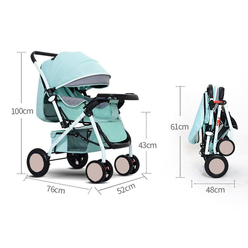 Flagship Two-way Implementation Cartoon ear Full Roof White Tube-3 Edition Baby Stroller