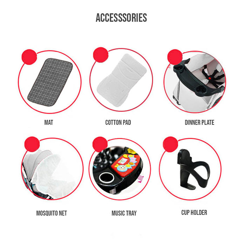 Standard 300D Type B Half Canopy White Tube-1 Edition Baby Stroller