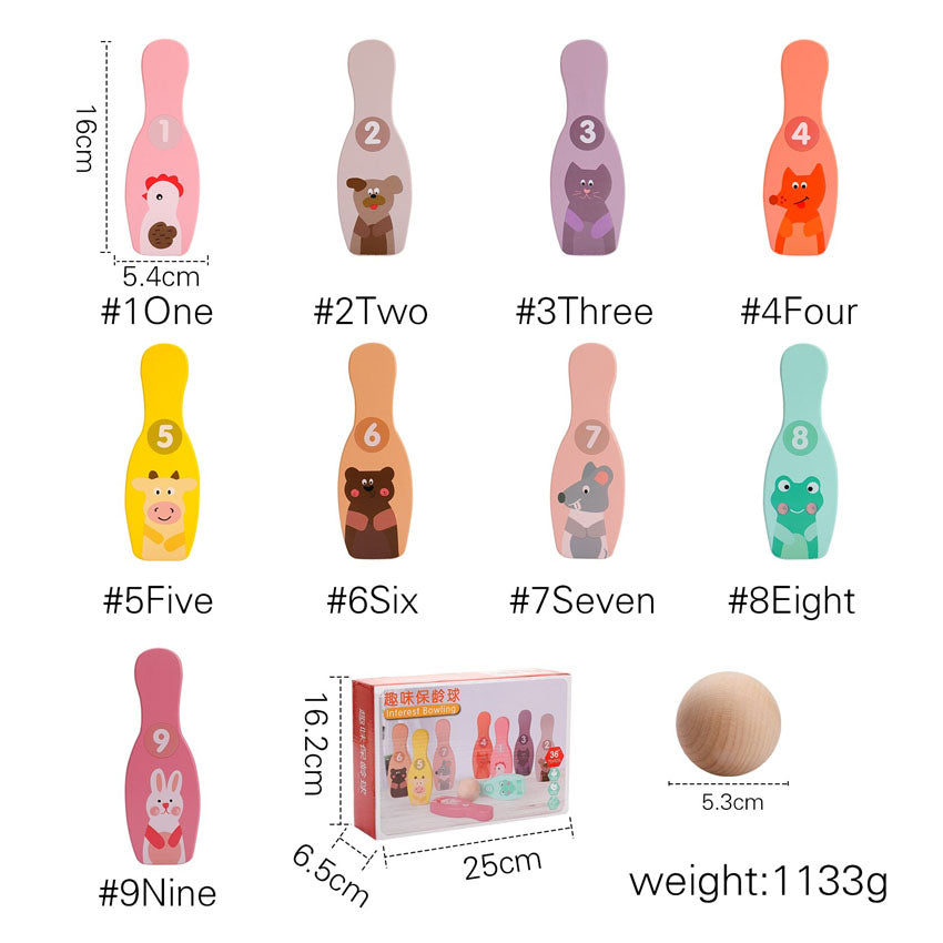 Wooden Animal Bowling Toy