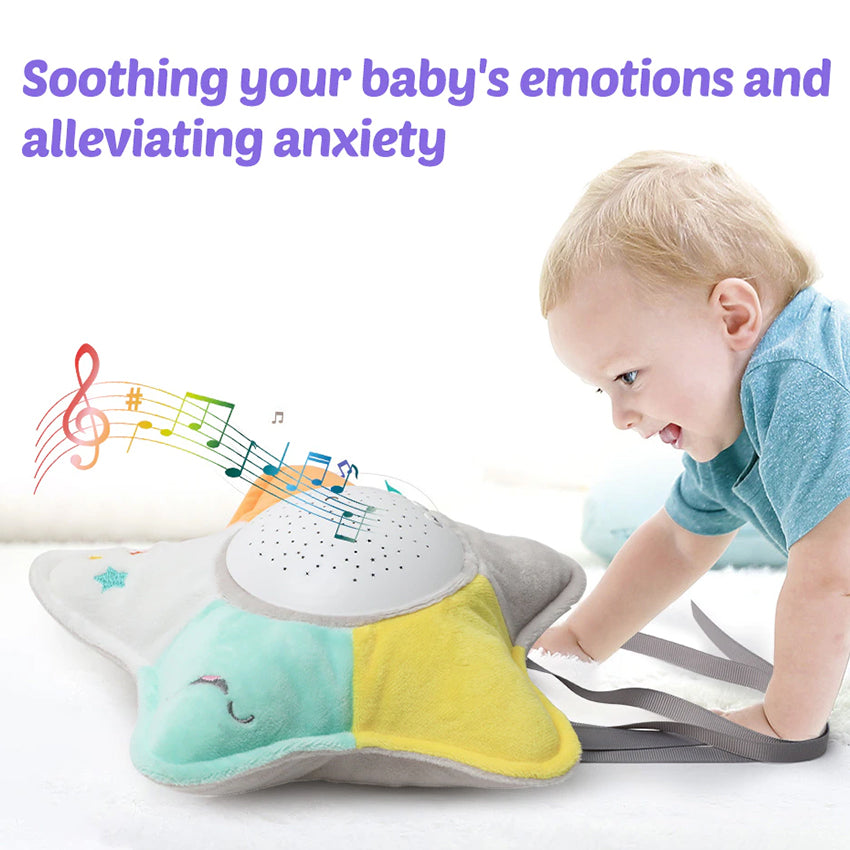 Five-pointed star projection lamp baby soothing light-emitting music plush toy