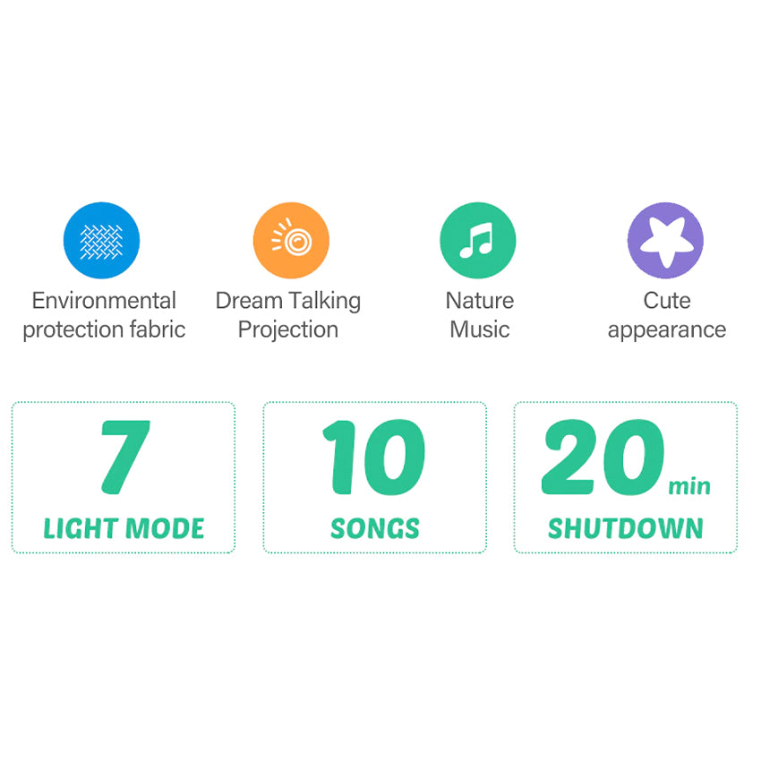 Five-pointed star projection lamp baby soothing light-emitting music plush toy