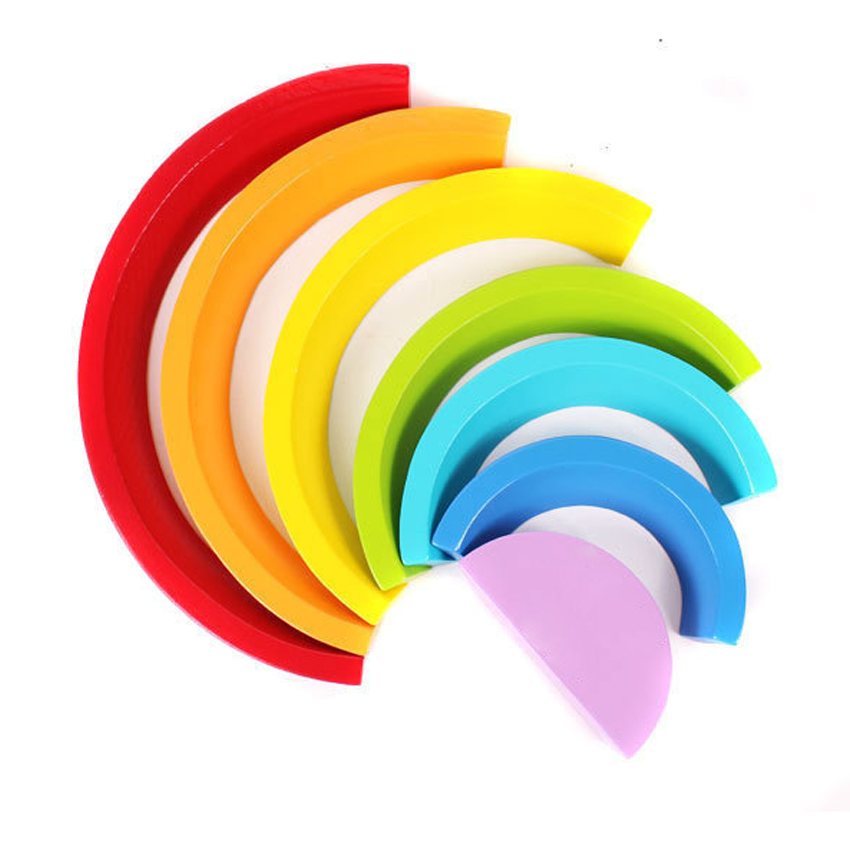 Wooden Multicolored Arch Rainbow Building Blocks