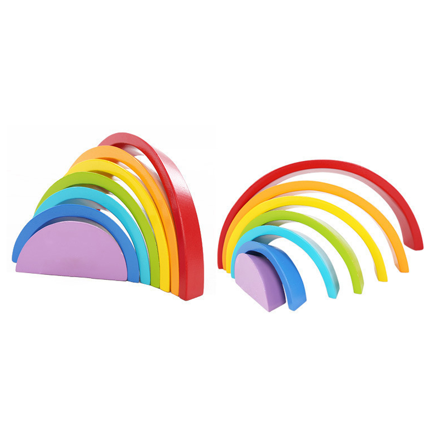 Wooden Multicolored Arch Rainbow Building Blocks