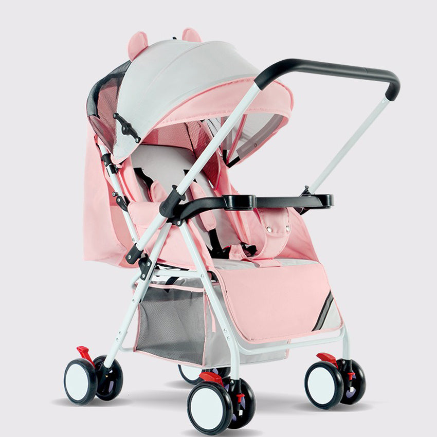 Two-way Implementation Cartoon ear Full Roof White Tube-3 Edition Baby Stroller HW10A